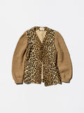 Vintage《Hand Mode by Marie Vanouse》1950s Leopard Patterned Velvet×Knit Sleeve Switching Jacket