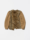 Vintage《Hand Mode by Marie Vanouse》1950s Leopard Patterned Velvet×Knit Sleeve Switching Jacket