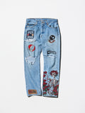 Vintage《Levi's》Distressed 501 Jeans Customized with “Grateful Dead“ Patches