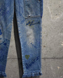 Vintage 1980s Hand Painted Fringe Denim Pants