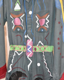 Vintage 1980s 《Wear Guard》 Hand-painted Glitter & Leather Patchwork Jumpsuit