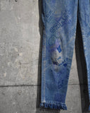 Vintage 1980s Hand Painted Fringe Denim Pants