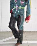 Vintage 1980s 《Wear Guard》 Hand-painted Glitter & Leather Patchwork Jumpsuit