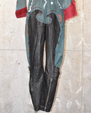Vintage 1980s 《Wear Guard》 Hand-painted Glitter & Leather Patchwork Jumpsuit