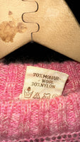 Vintage《MONTANA》Geometric Patterned Pink Mohair Sweater