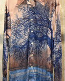 Vintage 1970s《Villa D'Este》 Landscape Print Shirt