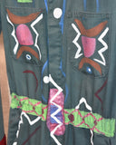 Vintage 1980s 《Wear Guard》 Hand-painted Glitter & Leather Patchwork Jumpsuit
