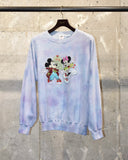 Vintage 1990s《DISNEY WEAR》“Dancing Mickey Mouse & Minnie Mouse” Satin Patch Tie-Dye Sweat Shirt