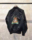 Vintage Black Satin Tiger Embroidery     Bomber Jacket