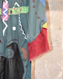 Vintage 1980s 《Wear Guard》 Hand-painted Glitter & Leather Patchwork Jumpsuit