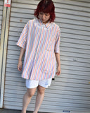 Vintage 1990s《Neiman Marcus》Seersucker Striped Short Sleeve Shirt