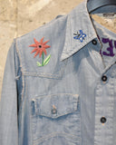Vintage 1970s《Montgomery Ward》 “CHERYL” Embroidered Distressed Chambray Western Shirt