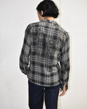 Vintage 1950s Black×Gray×White Boro Ombre Check Rayon Shirt
