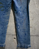 Vintage 1980s Hand Painted Fringe Denim Pants