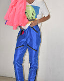 Vintage 1980s《Le Yamli》Blue Nylon Zipper Pants