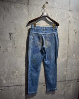 Vintage 1980s Hand Painted Fringe Denim Pants