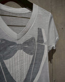 Vintage 1980s Vneck Tuxedo Trompe-l'oeil Print T-shirt