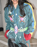 Vintage 1980s 《Wear Guard》 Hand-painted Glitter & Leather Patchwork Jumpsuit