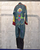 Vintage 1980s 《Wear Guard》 Hand-painted Glitter & Leather Patchwork Jumpsuit
