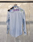 Vintage 1970s《Montgomery Ward》 “CHERYL” Embroidered Distressed Chambray Western Shirt