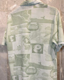 Vintage 1970s《Man Vista》Collage Photo Printed Polo Shirt