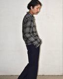 Vintage 1950s Black×Gray×White Boro Ombre Check Rayon Shirt