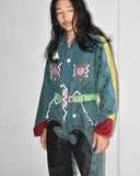 Vintage 1980s 《Wear Guard》 Hand-painted Glitter & Leather Patchwork Jumpsuit