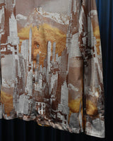 Vintage《KENNINGTON》1970s Building&White Mountain Picture Print Shirt