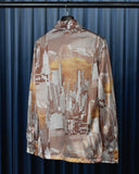 Vintage《KENNINGTON》1970s Building&White Mountain Picture Print Shirt