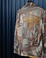 Vintage《KENNINGTON》1970s Building&White Mountain Picture Print Shirt