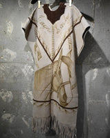 Vintage 1970s Horse Engraved Suede Poncho