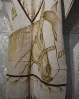 Vintage 1970s Horse Engraved Suede Poncho