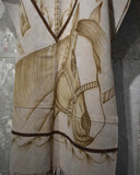 Vintage 1970s Horse Engraved Suede Poncho