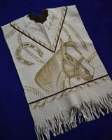 Vintage 1970s Horse Engraved Suede Poncho