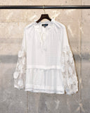 Vintage《Alice Blue》 Floral Lace Sleeve Blouse