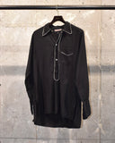 Vintage 1950s《Willy Rosenbusch》 Black Cotton Silk Pull-over Shirt