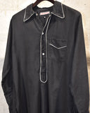 Vintage 1950s《Willy Rosenbusch》 Black Cotton Silk Pull-over Shirt