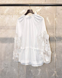 Vintage《Alice Blue》 Floral Lace Sleeve Blouse
