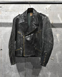 Vintage《HAELSON》1950s Deep Green Double-breasted Leather Riders Jacket