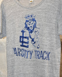 Vintage 1970s《RUSSELL SOUTHERN COMPANY》“VARSITY TRACK” Flock Print T-shirt