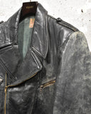 Vintage《HAELSON》1950s Deep Green Double-breasted Leather Riders Jacket