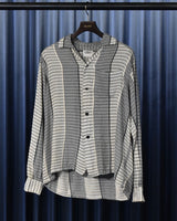 Vintage《Marlboro》1950s Stripe&Border Patterned Rayon Silk Shirt