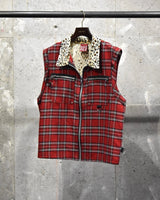 Vintage《DOG PILE》Check&Leopard Punk Vest