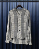 Vintage《Marlboro》1950s Stripe&Border Patterned Rayon Silk Shirt