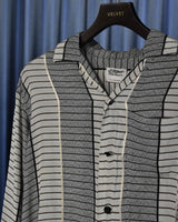 Vintage《Marlboro》1950s Stripe&Border Patterned Rayon Silk Shirt