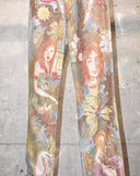 Vintage 1960s-1970s《Wrangler》“John Lennon” Hand-drawn Art Printed Psychedelic Pants