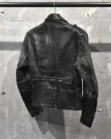 Vintage《HAELSON》1950s Deep Green Double-breasted Leather Riders Jacket
