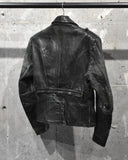 Vintage《HAELSON》1950s Deep Green Double-breasted Leather Riders Jacket