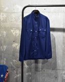 Vintage《Obermeyer》1970s Silver Square Button Stand Collar Shirt