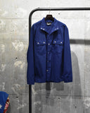 Vintage《Obermeyer》1970s Silver Square Button Stand Collar Shirt